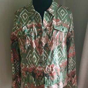 Jones NY Southwest Pattern Jean Jacket XL